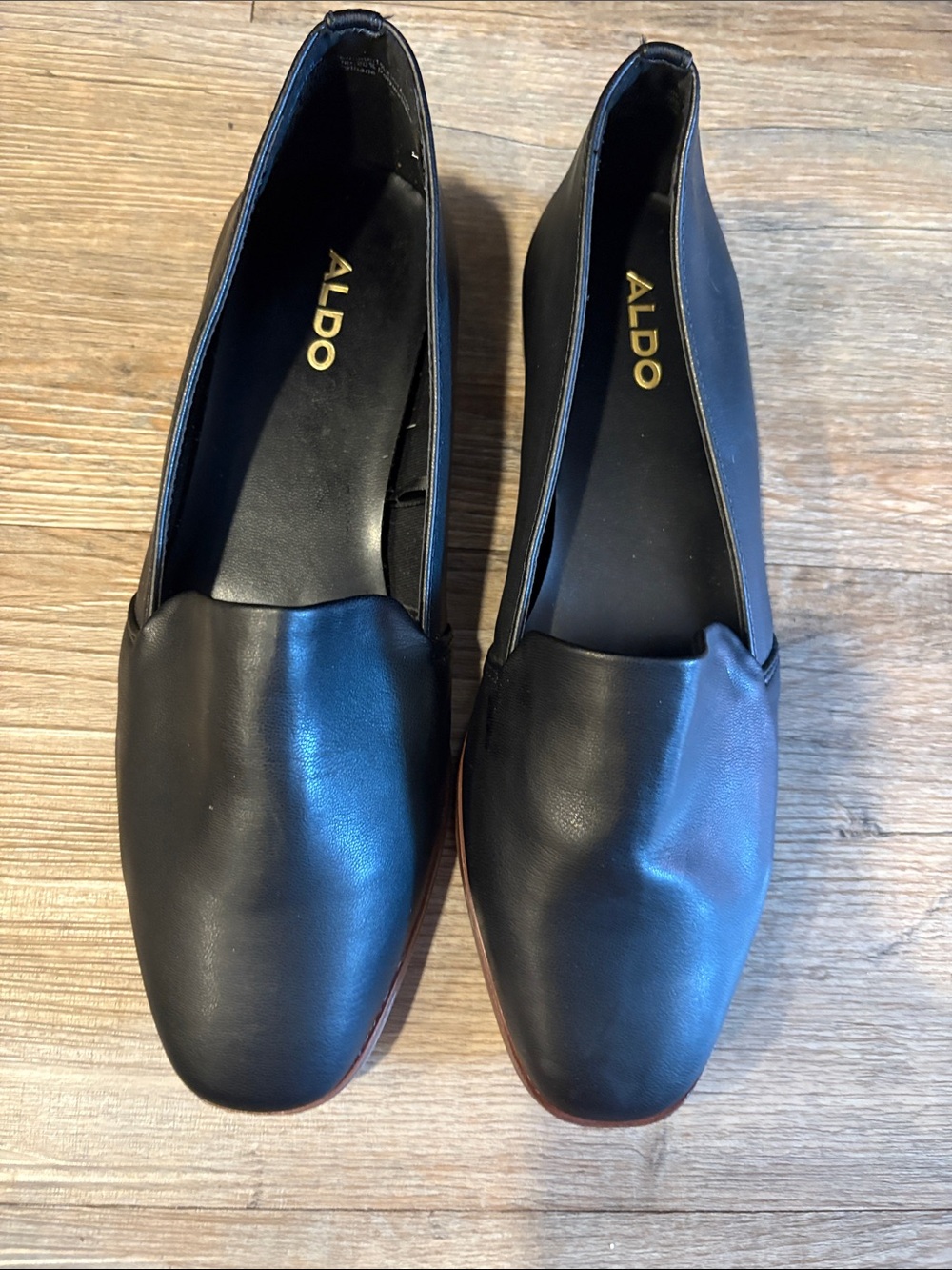 Aldo Black Slip-On Leather Flats